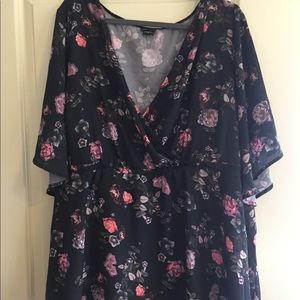 Black Floral Baby Doll Top